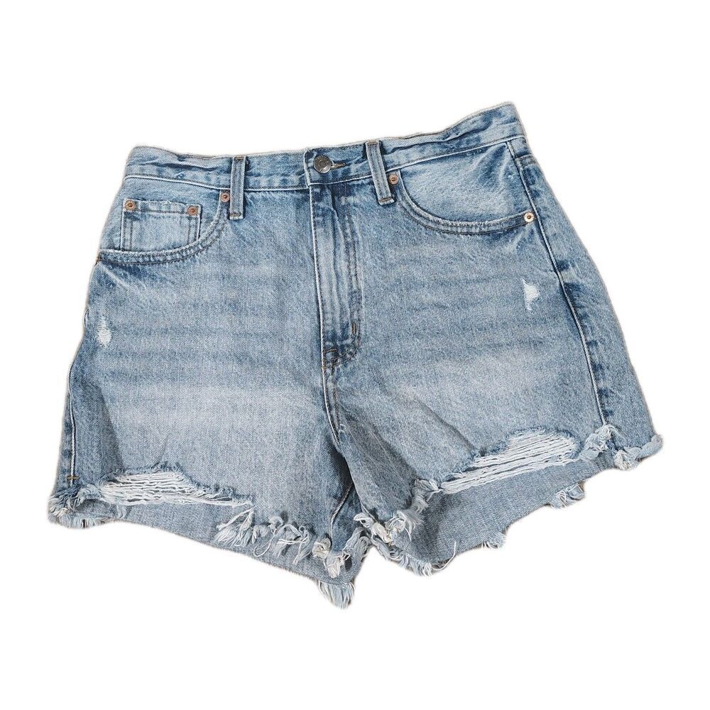 Pistola Button Fly Distressed High Rise Denim Cutoff Shorts Size 28 Raw Hem
